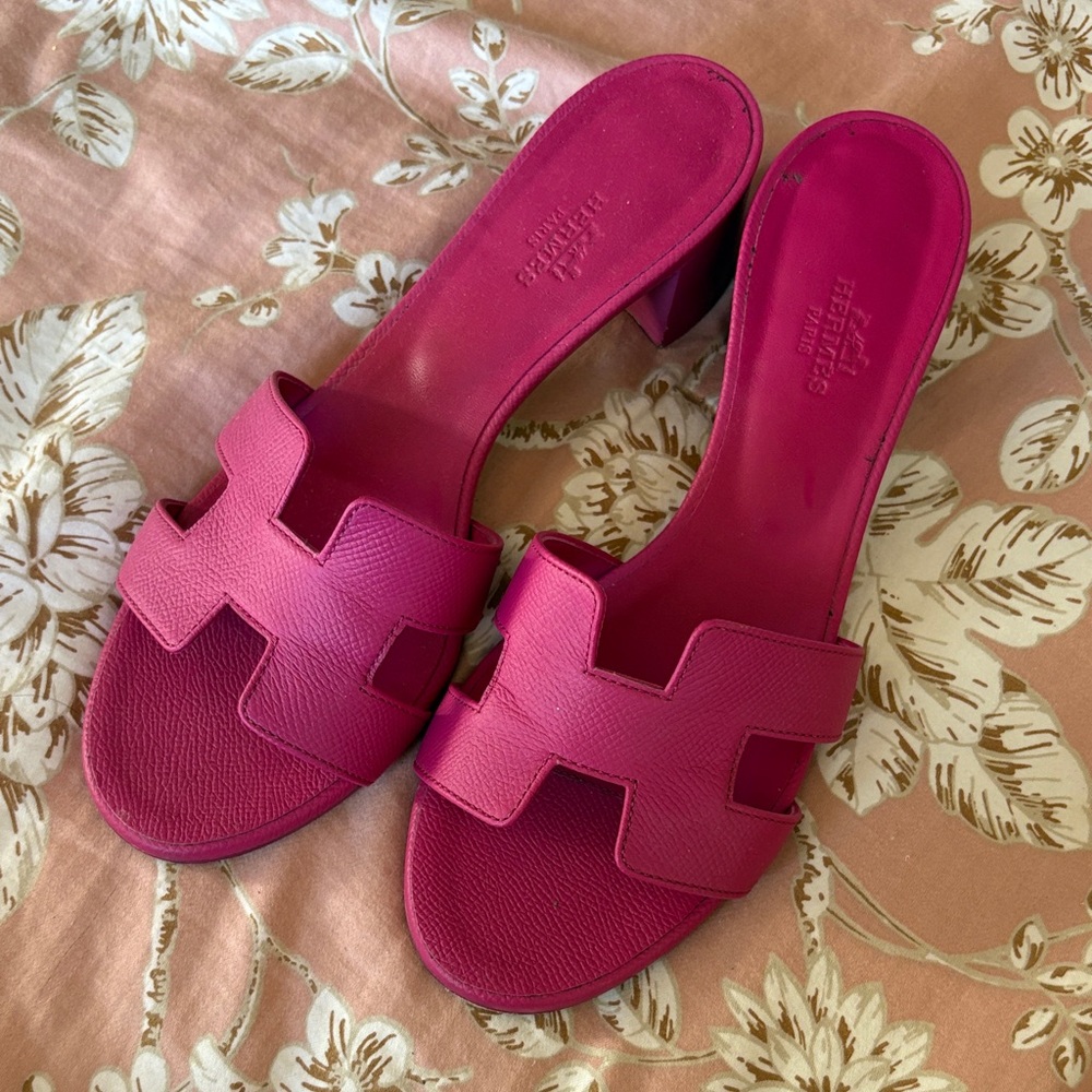Hermes Vibrant Pink Heeled Sandals